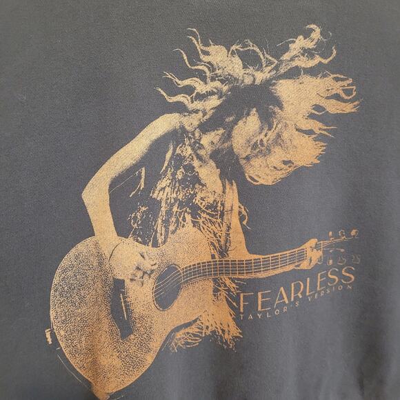 TAYLOR SWIFT Sweatshirt S Fearless TV With You I'd Dance Cropped Crewneck Gray - Picture 2 of 8